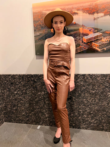 Leather Strapless Jumpsuit