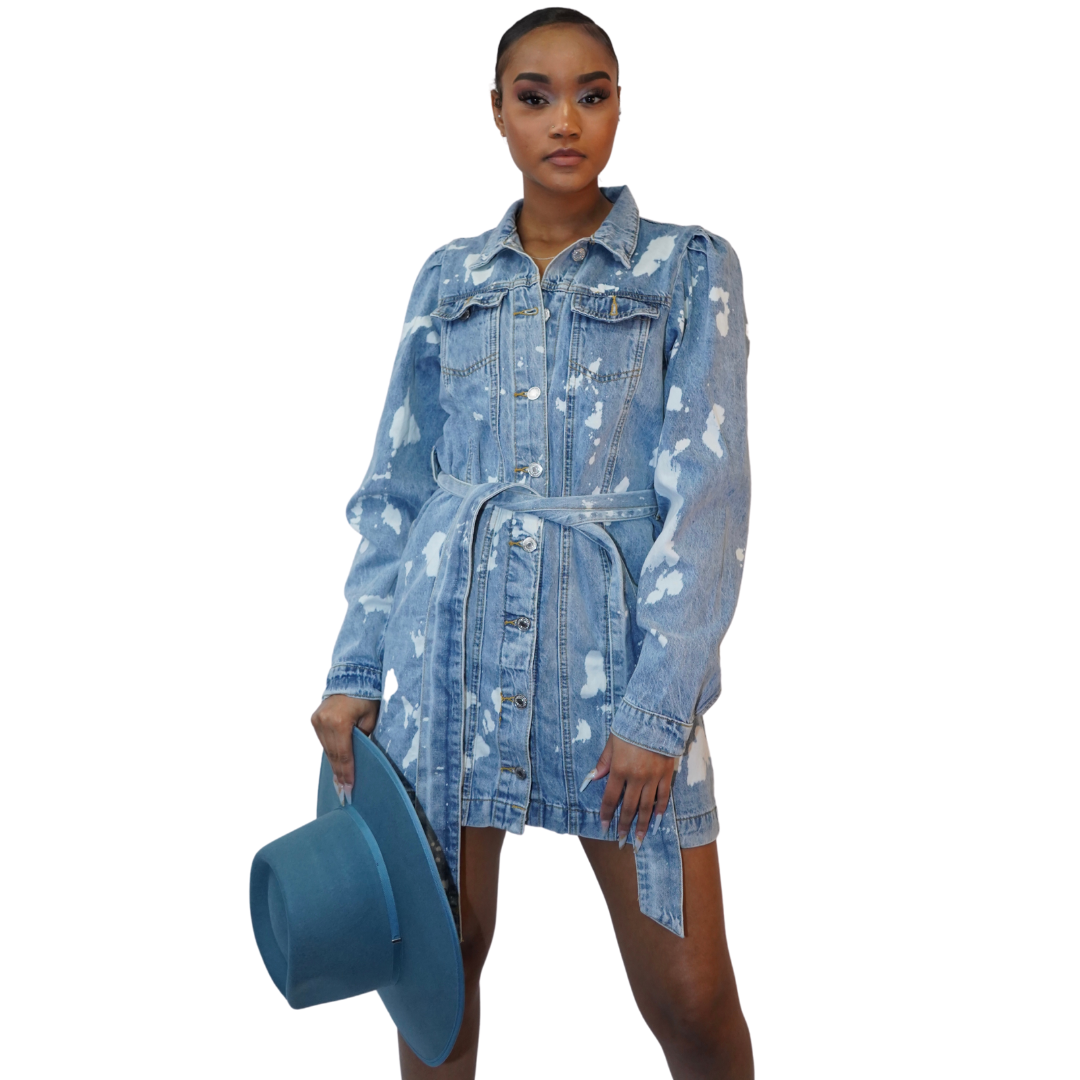 Bleached Denim Dress – House Of SHE