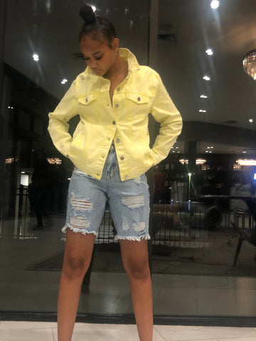 Acid Wash Denim Jacket (Yellow)