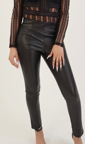Faux Leather Leggings Black